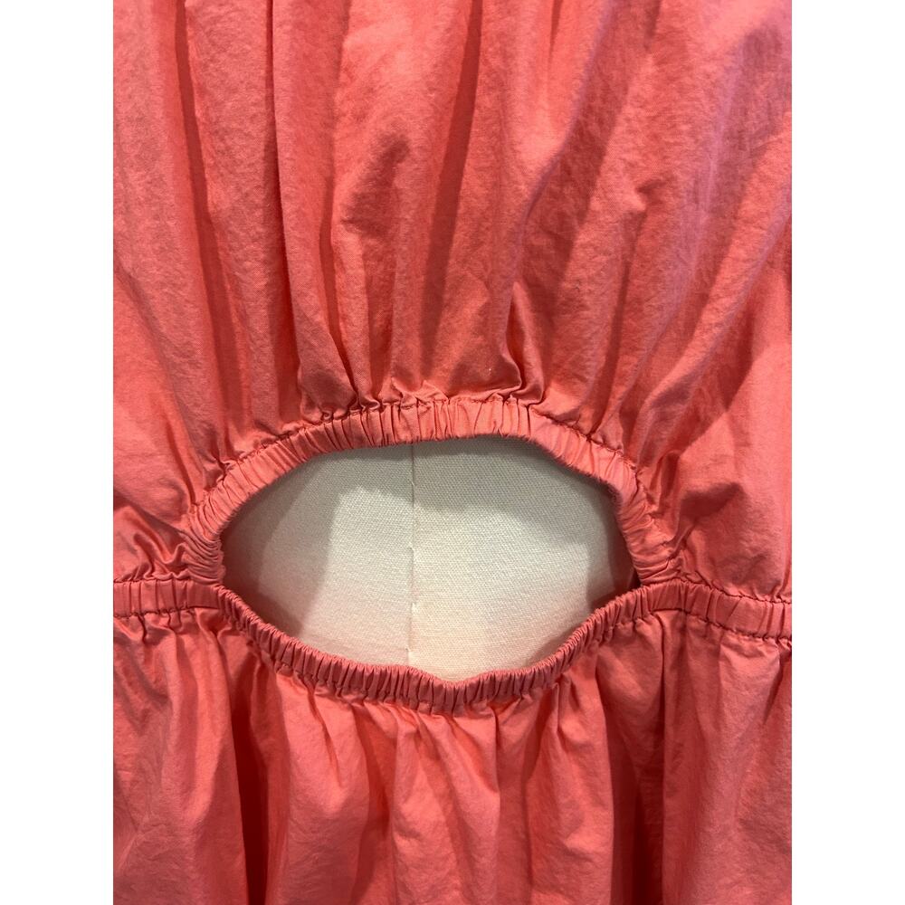 Old Navy Top Peasant Boho Summer SZ XL Coral Puffy Sleeves Peplum Relaxed Fit - Picture 9 of 10